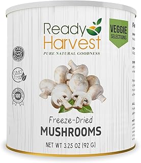 Ready Harvest Freeze-Dried Mushroom for Emergency Food Supply | Camper Must-Haves Camping Essentials | Hurricane Preparedness Items, Survival Food, Pantry Staples | #10 Can | 25-Year Shelf Life