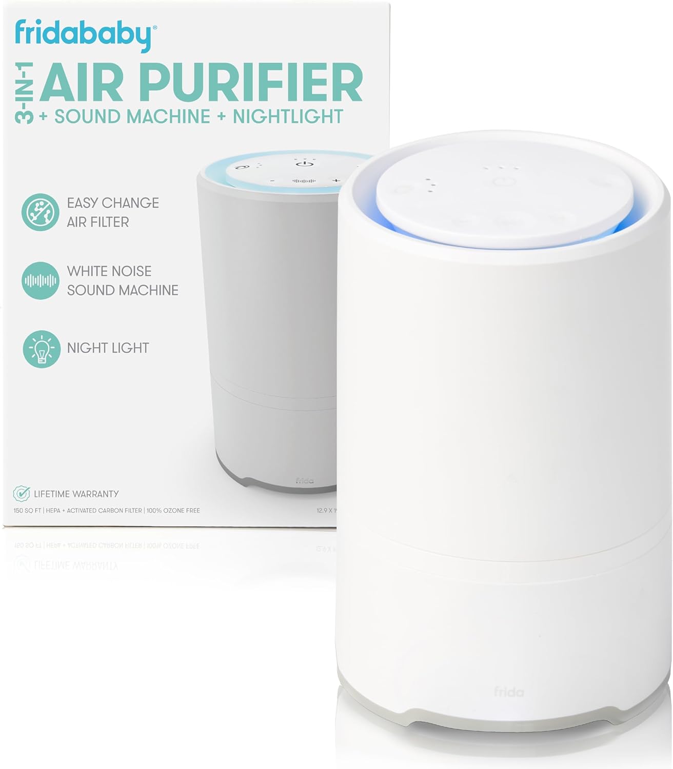 Frida Baby 3-in-1 Baby Sound Machine for Sleeping: Nightlight + Air Purifier for Bedroom with 3 Fan Speeds, Easy-Change Filter, Auto-Off Timer