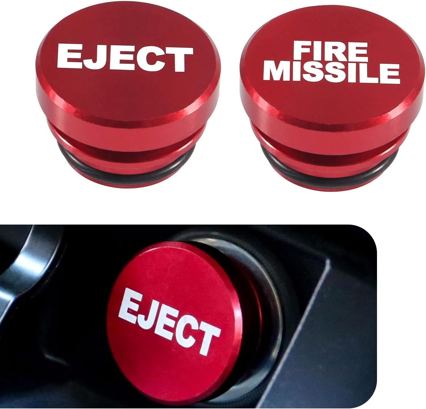 2 PCS Car Cigarette Lighter Cover with Sealed Rubber Ring Metal Cigarette Lighter Dust cover, Waterproof Car Cigarette Lighter Decorative Accessories, for Most Cars (Red)