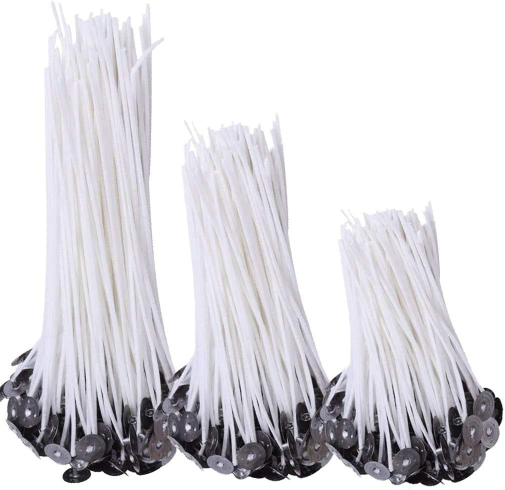 COLIBROX 150pcs Natural Candle Wicks, 50pcs 8" Candle Wicks, 50pcs 6" Candle Wicks, 50pcs 4" Candle Wicks, Low Smoke Natural Cotton Core for Candle Making, Candle