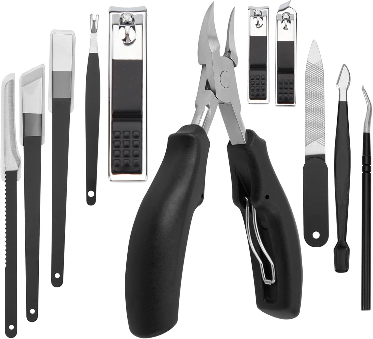 Fingernail and Toenail Nail Clippers for Thick and Ingrown Nails, 11 Pieces Manicure and Pedicure Kits Cutters Care Tools Hand Foot Treatment for Men, Women, and Seniors with Travel Case