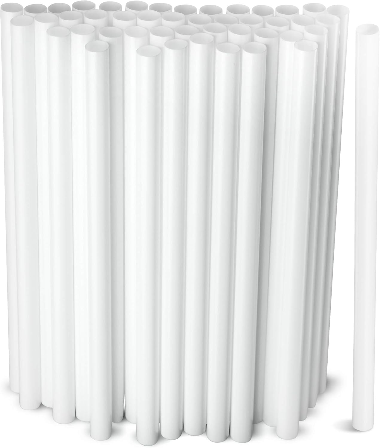White Jumbo Smoothie Straws, White Disposable Wide-mouthed Large Milkshake Straws 9'' Inches High/Tall 100 pack