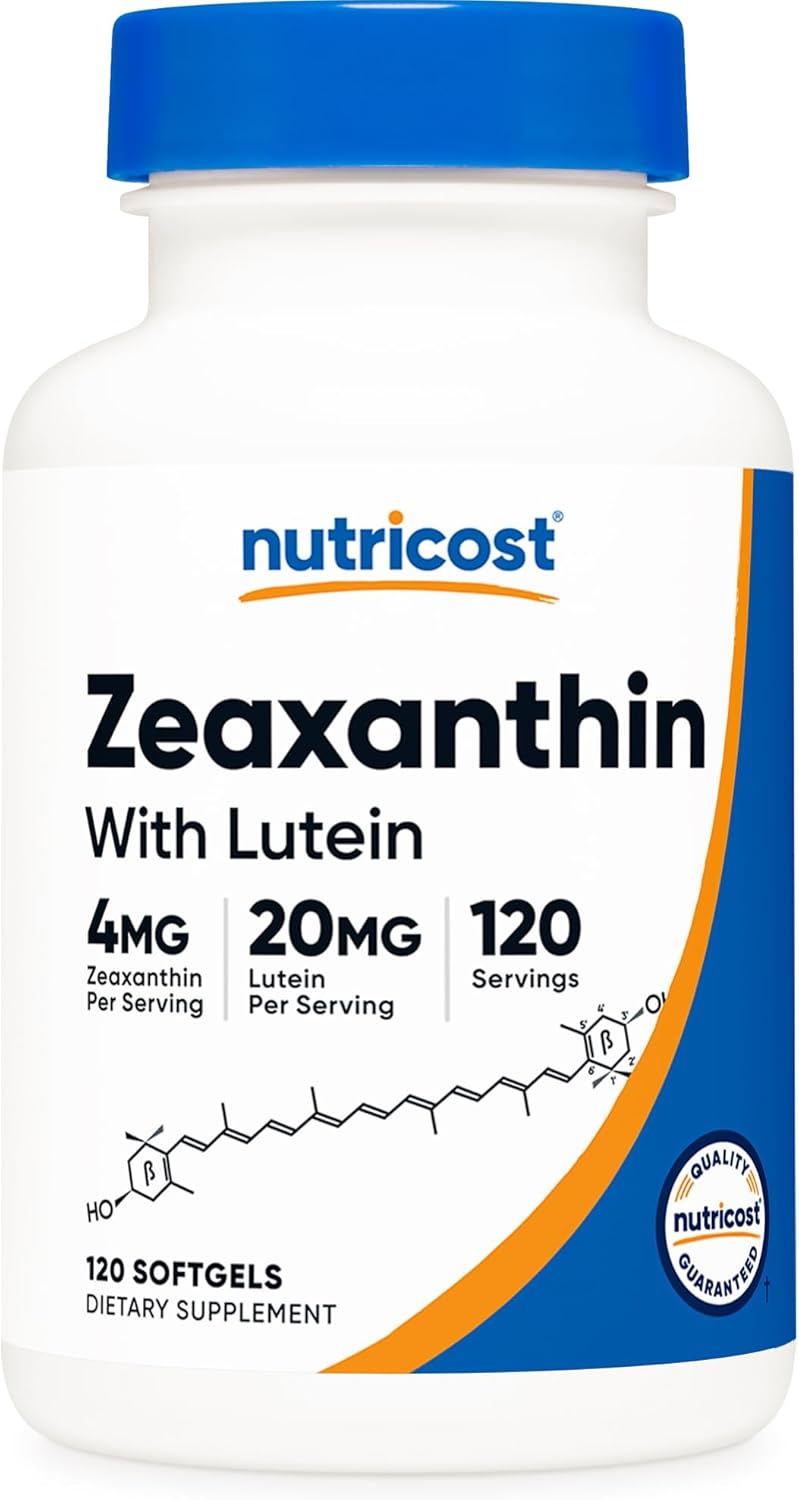 Nutricost Zeaxanthin with Lutein 20mg, 120 Softgels - Potent, Non-GMO, Gluten Free