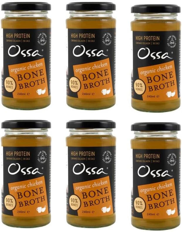 Ossa Bone Broth, High-Protein Broth, Preservative-Free Soup & Cooking Essential, Keto & Paleo-Friendly Soup Maker for Gut Health & Digestion, 240 mL (pack of 6) (240 ml, Chicken Bone Broth)
