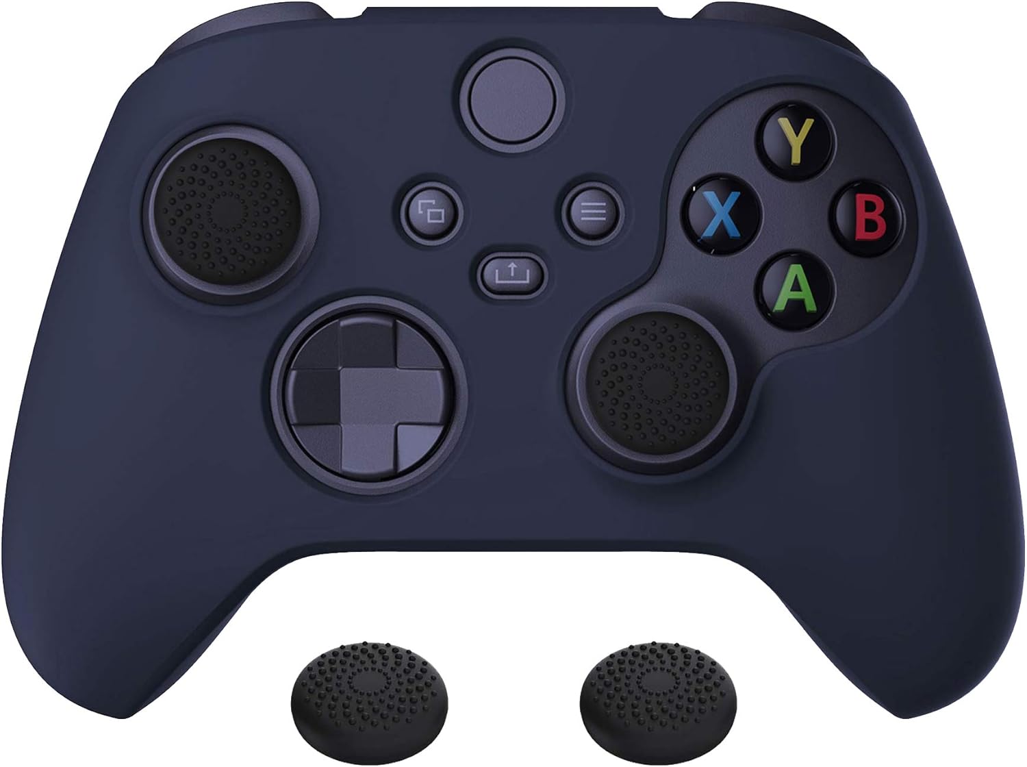 PlayVital Midnight Blue Pure Series Anti-Slip Silicone Cover Skin for Xbox Series X Controller, Soft Rubber Case Protector for Xbox Series S Controller with Black Thumb Grip Caps