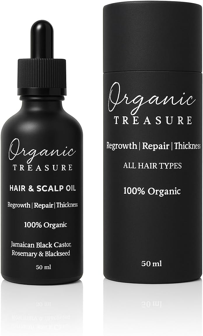 Organic Hair Oil with Coconut, Avocado, Castor, Rosemary & Argan – Hair Growth Oil - Non-Greasy and Light Weight Hair Loss Treatment for Women and Men - All-in-One Solution for Health & Strength