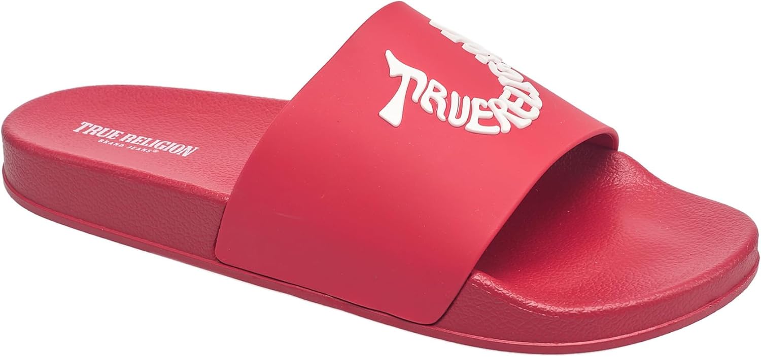 True Religion Men’s Buddha Logo Slide Sandals – Classic Slip-On with Iconic Branding