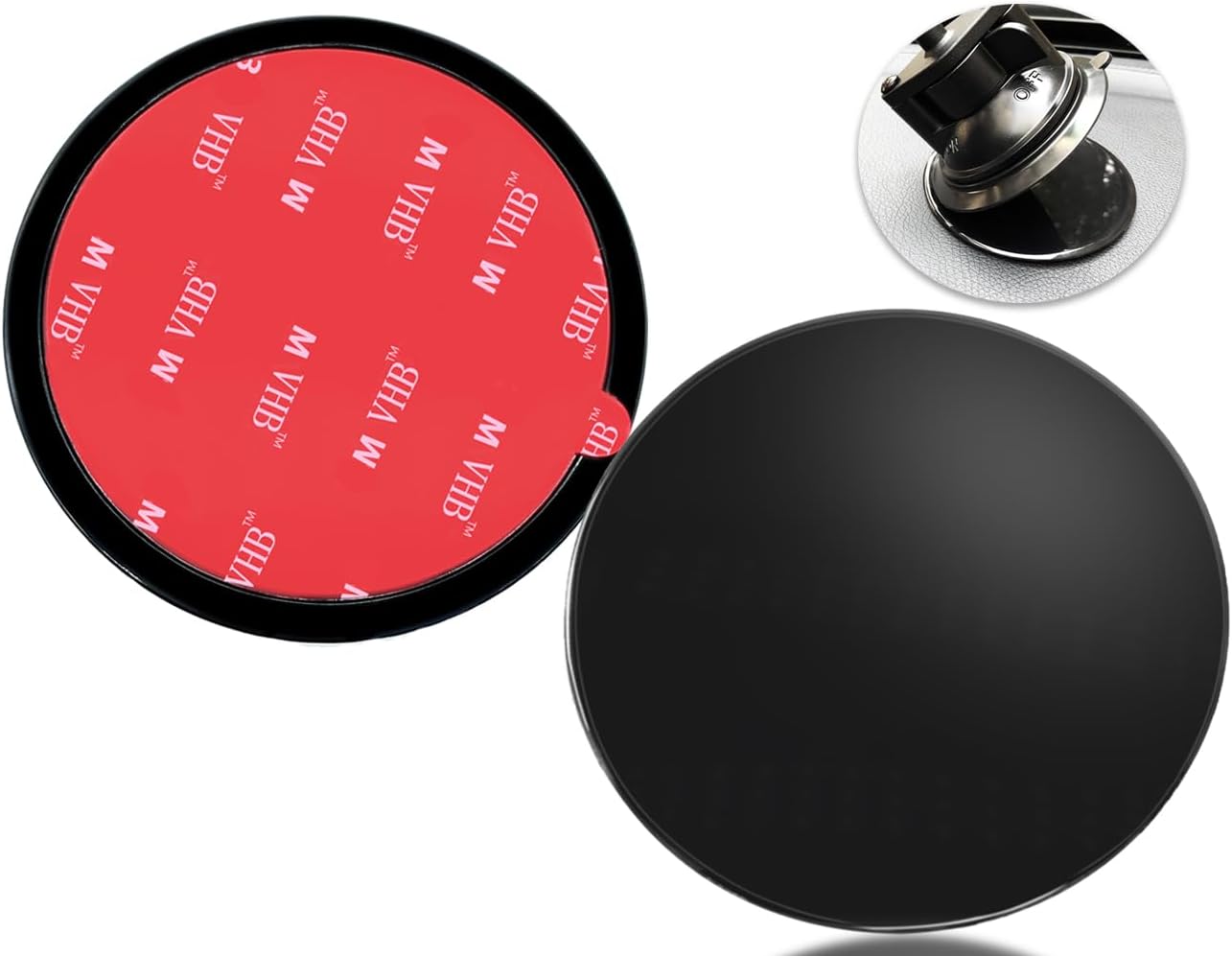 2 Pack 73mm Adhesive Dashboard Pad Mounting Disk, 2.87" Universal Suction Cup Mounting Disc, Adhesive Sat Nav Base Plate, for Car Sat Nav Garmin GPS Magellan Dash Cam Bracket Stand Stick, Black