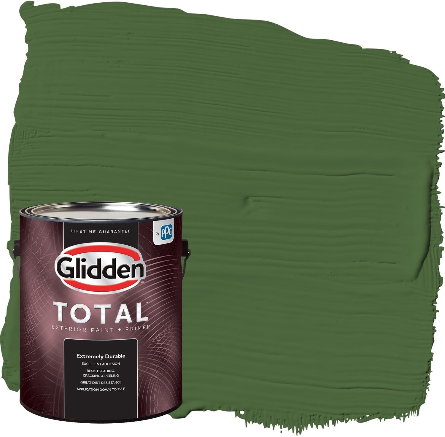 Glidden Total Exterior Paint & Primer All-in-One, Mountain Forest/Green, Satin, 1 Gallon
