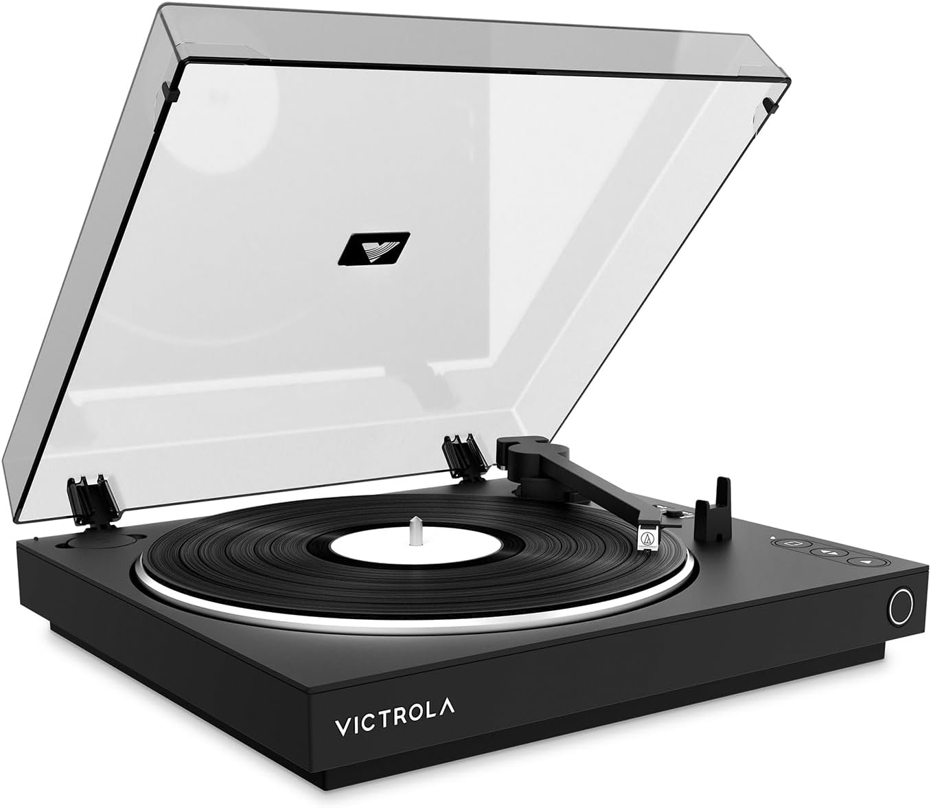 Victrola Automatic – Fully Automatic Bluetooth Turntable – Audio Technica ATN3600L Cartridge, 2-Speed Vinyl Record Player, Aluminum Platter, Switchable Preamp, Repeat Mode, Dust Cover (Black)