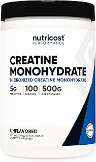 Nutricost Creatine Monohydrate Micronized Powder 500G, 5000mg Per Serv (5g) - 100 Servings, 17.9 Oz