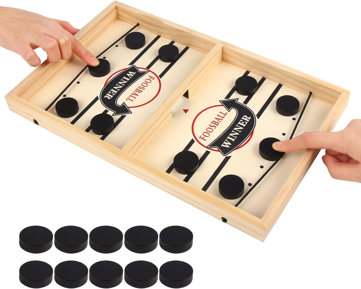 SULOLI Funny Fast Sling Puck Game, Slingshot Hockey, Winner Board Game Toy, Wooden Paced Sling Puck, Parent-child Interactive Toy for Adults