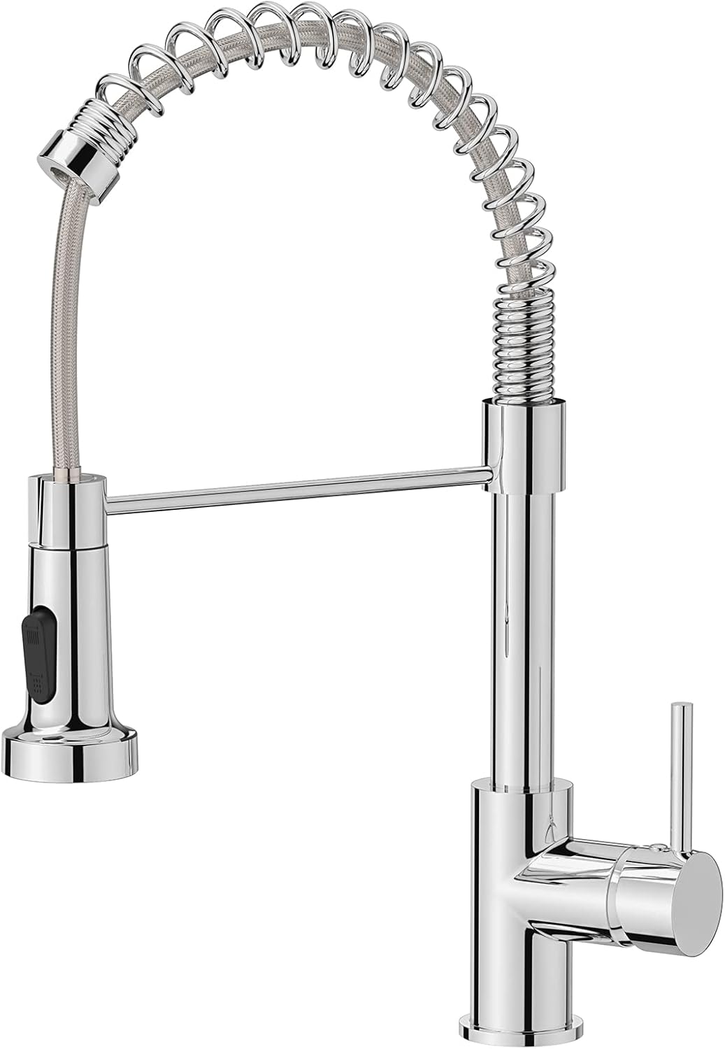 FORIOUS Kitchen Tap, Spring Kitchen Sink Mixer Taps, Commercial Faucet Single Handle Lever, High Arc Swivel 360 with 2 Spray Mode, Polished Chrome