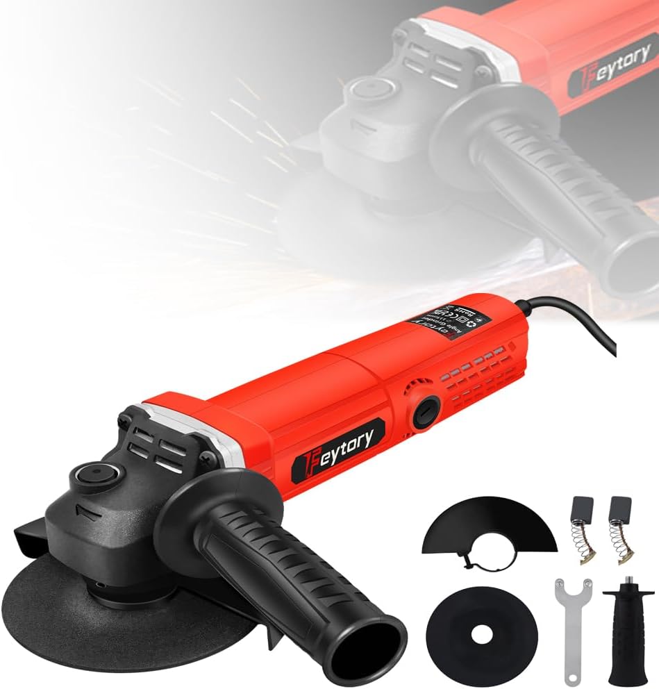 2000W Corded Electric Angle Grinder 115mm Grinding Disc 4 Inch inch Grinder Power Tool with Auxiliary Handle, Wrench and Wheel Disc, 12000 RPM for Sanding Cutting Grinding Polishing