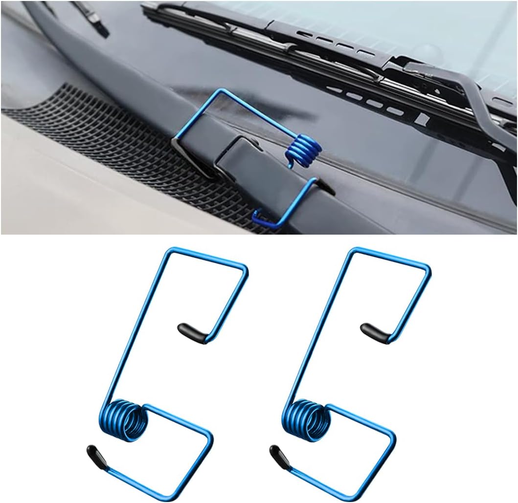 Adunsiaoto 2 Pieces Enhance Wiper Performance for Cars, Stainless Steel Wiper Arm Springs, Windshield Arm Pressure Spring Booster, Windshield Clean Arms Tension Spring for Car Lovers(Blue)