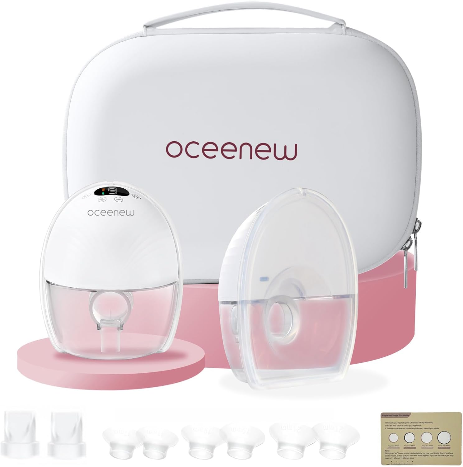 Breast Pump Hands Free Wearable of Baby Mouth, Strong Suction, Touch Control, 3 Modes & 9 Levels, Portable Electric Breast Pump with 24mm Shield and Flanges of 17/19/21mm, 2 Pack