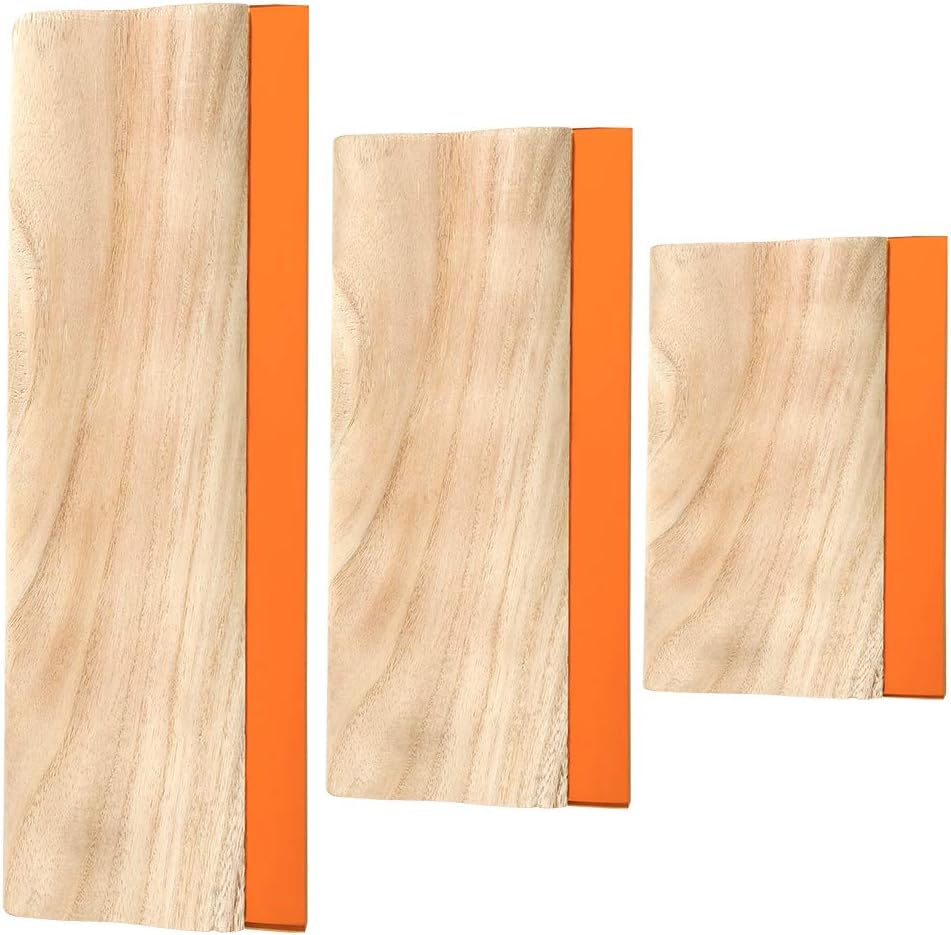 Caydo 3 Pieces 3 Sizes Screen Printing Squeegee, 75 Durometer Wooden Ink Scraper for Screen Printing Fabric, 5.9 Inch, 9.4 Inch and 13.7 Inch