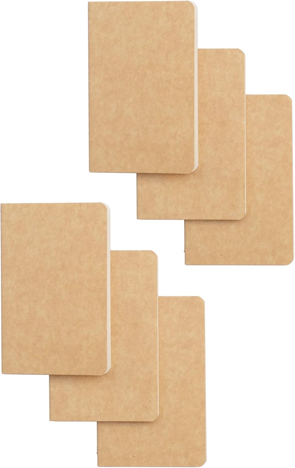 TWONE Pocket Notebook, 6 Pack Softcover Mini Notebooks 3.5" x 5.5" Kraft Brown Notebook Small Memo Notepad for Men Women Kids Traveler Author, 30 Sheets,60 Blank Pages