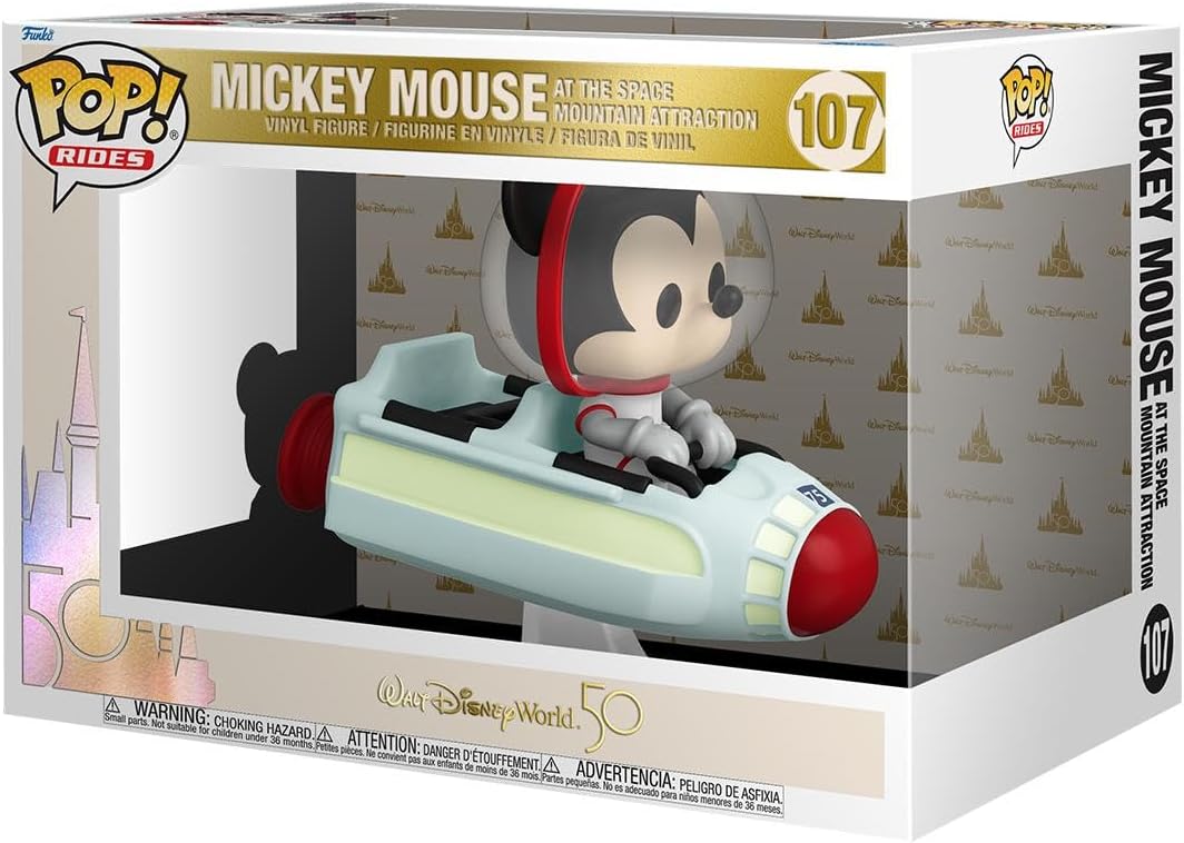 Funko POP Ride Super Deluxe Disney: Walt Disney World 50th - Mickey at The Space Mountain Attraction, Multicolor, Standard, (45343)