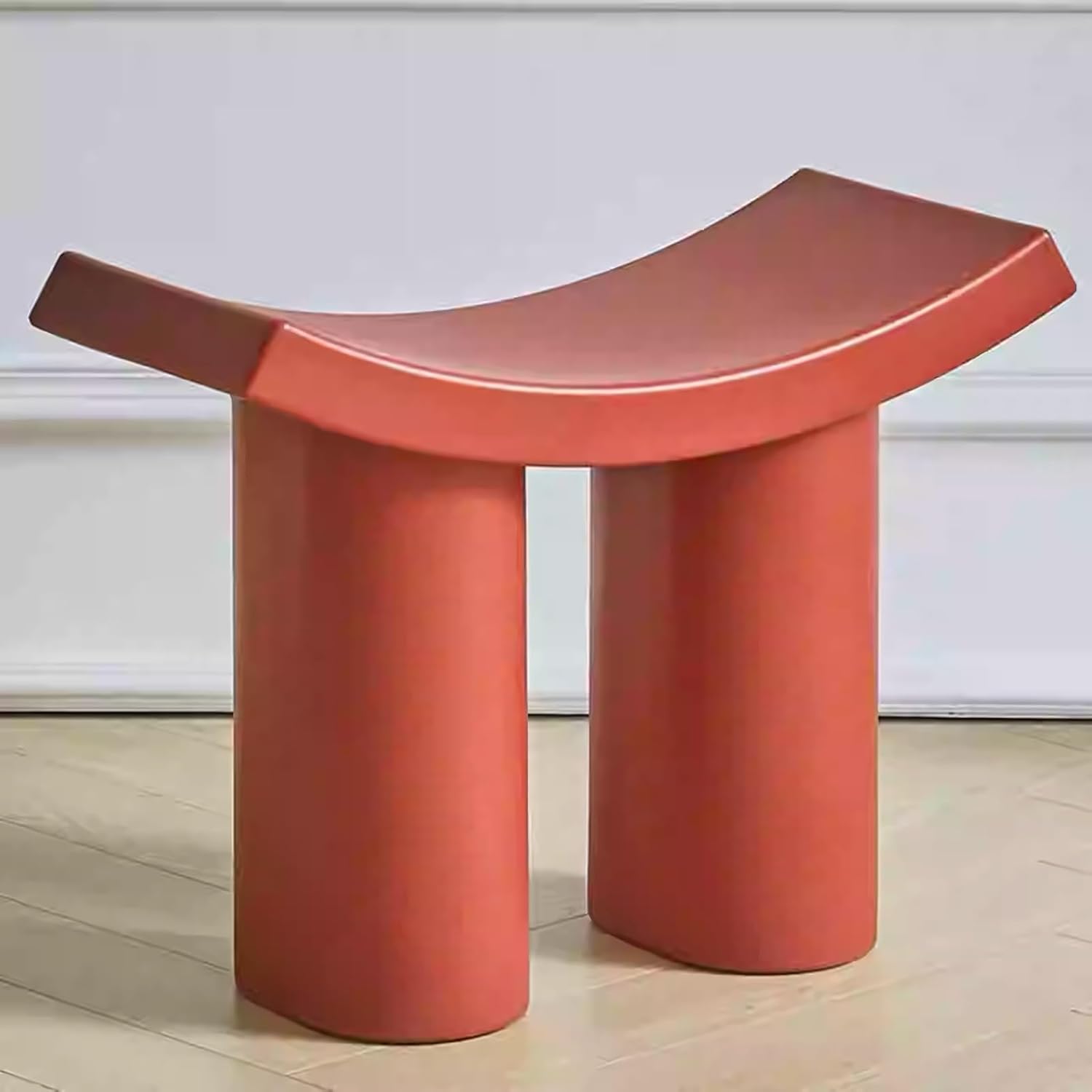 PE Material Entryway Bench, with Thickened Seat & Heavy-Duty Frame, Entryway Shoe Rack Bench, Available in A Variety of Colors for Living Room, Hallway, Bedroom,No Installation Required(Red)