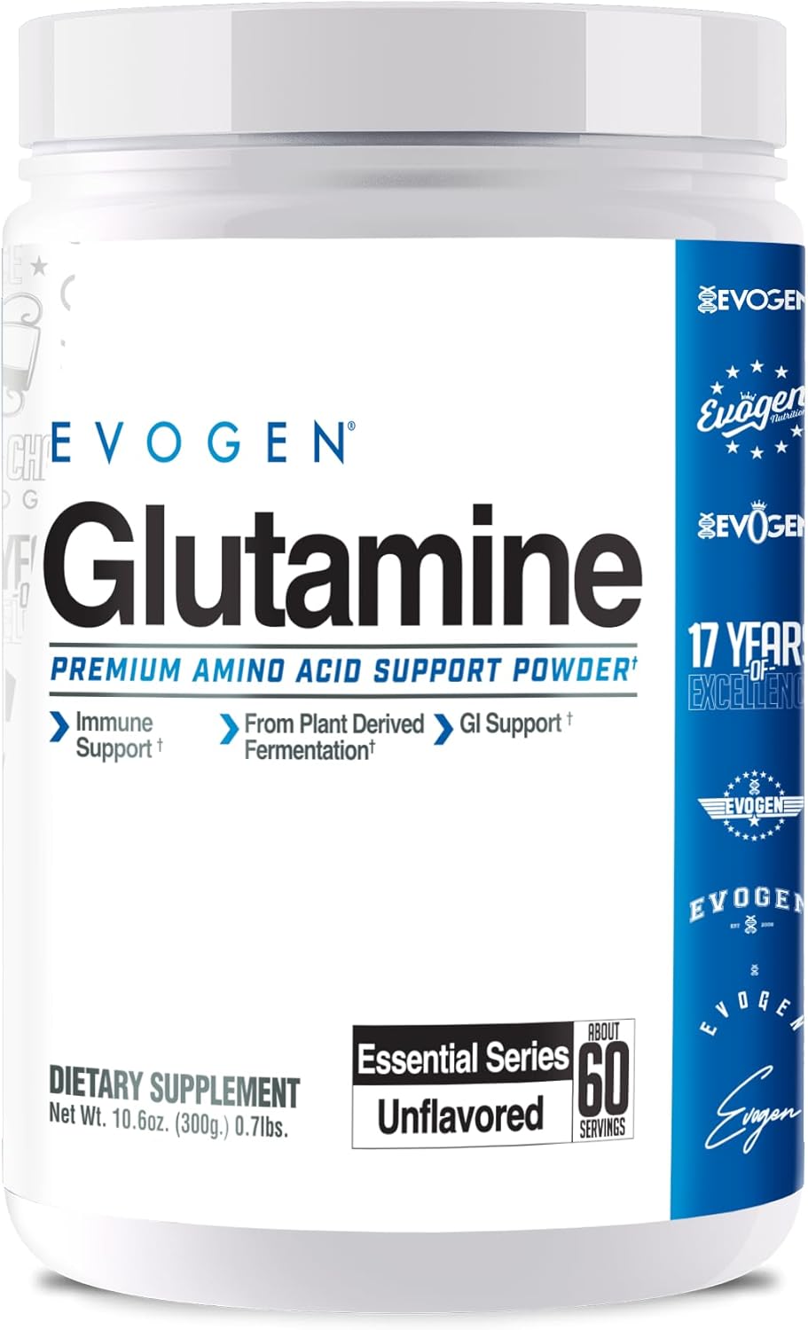 Evogen Glutamine - Premium Recovery Amino Acid | Supports Muscle Recovery | L-Glutamine | Unflavored | 60 Servings