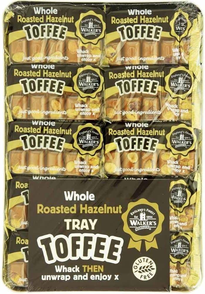 Walkers NonSuch Toffee Bars 10 x 100grams with Tray Gift British Made (Roasted Hazelnut - Tray)
