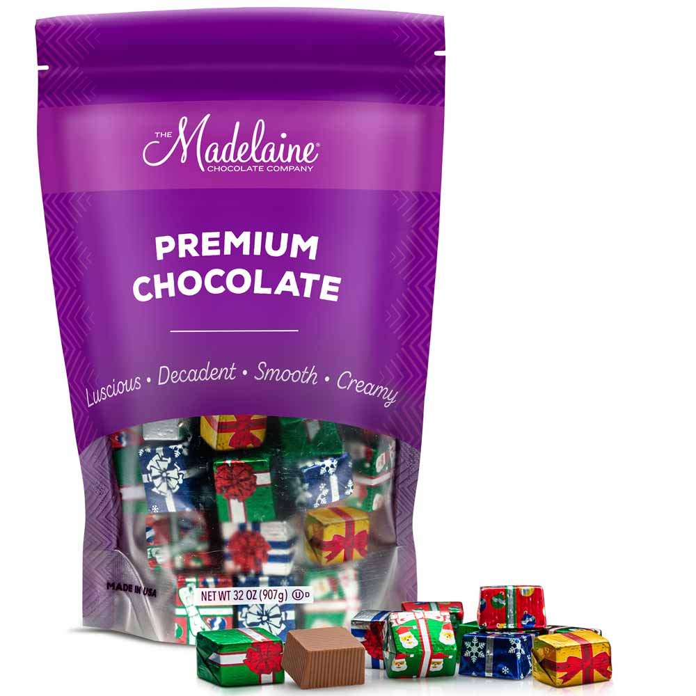 Madelaine Solid Premium Milk Chocolate Presents - Wrapped In Italian Foils with Assorted Designs - For Party Favors/Candy Jars - Contains Two Pounds