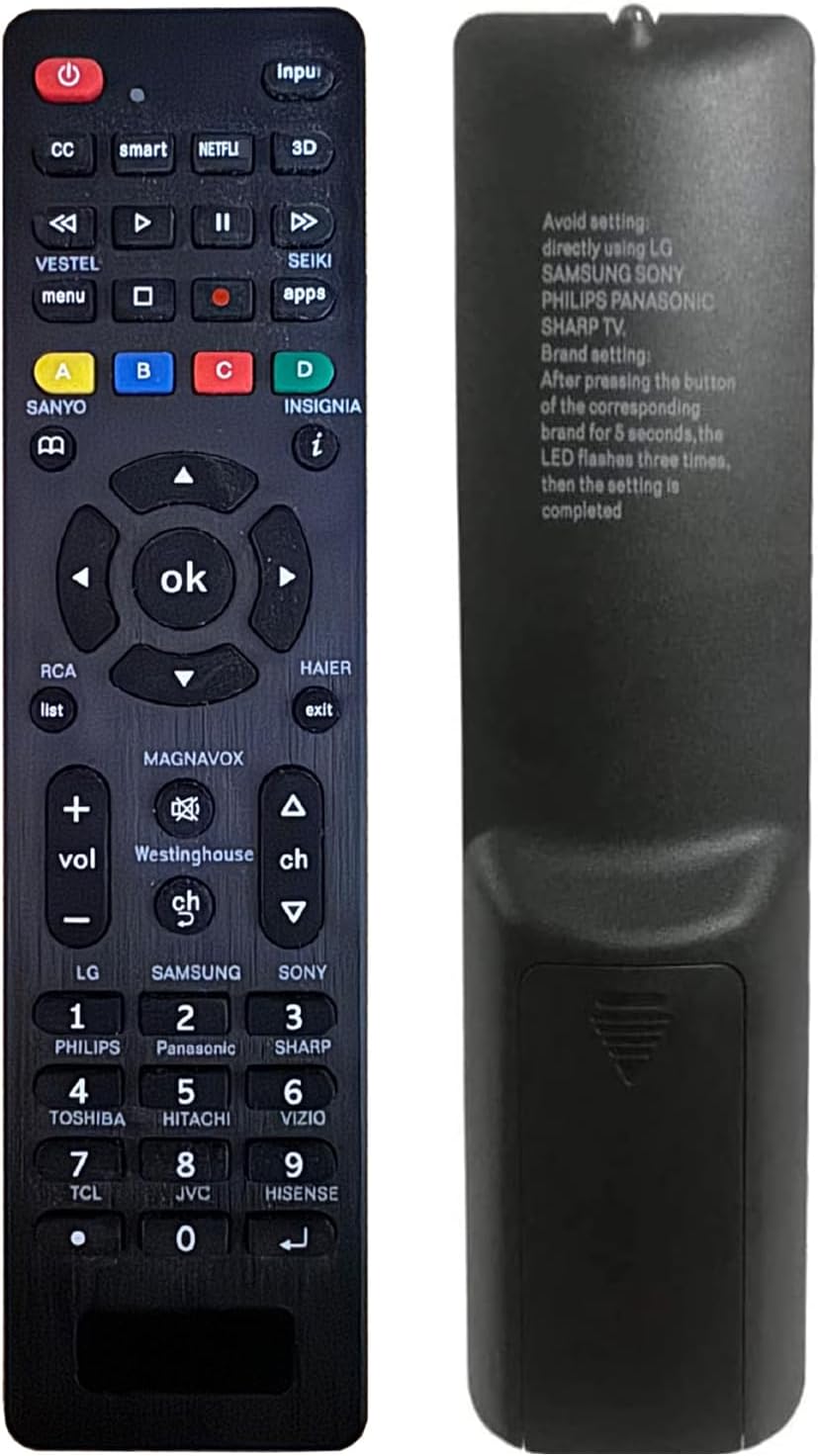 Universal TV Remote Control for Samsung, Vizio, Sony, Panasonic, Smart TV, HAIER, Toshiba, Philips, TCL - tv remote control universal for Contour Universal Control of TV/Smart TV