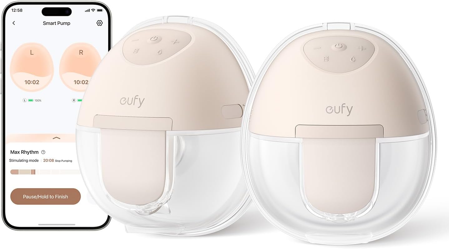 eufy Security Wearable Breast Pump E10, Hands-Free Electric Breast Pump with App Control, Personalized Smart Rhythm, Hospital Grade Suction for More Milk, Portable, Leak-Proof & Ultra-Quiet