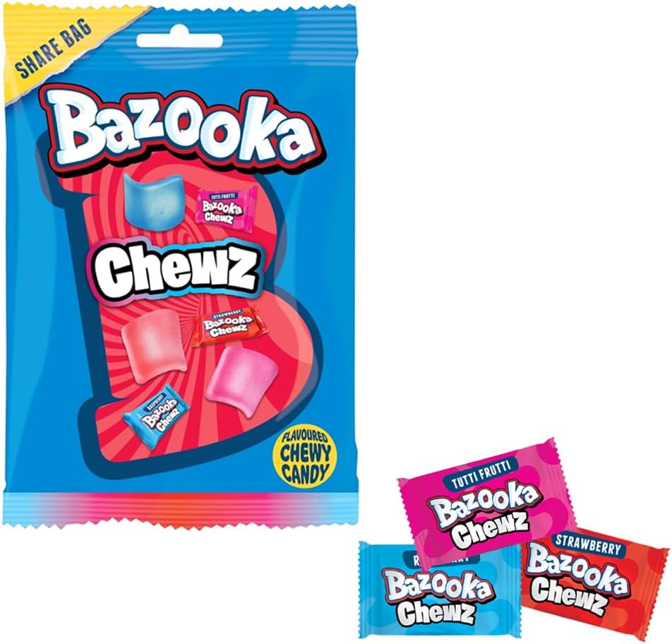 Bazooka Chew Share Bag 120g - Deliciously Chewy Candy Mix for Sharing - Assorted Fruit Flavors - Perfect for Parties and Snacking (3)
