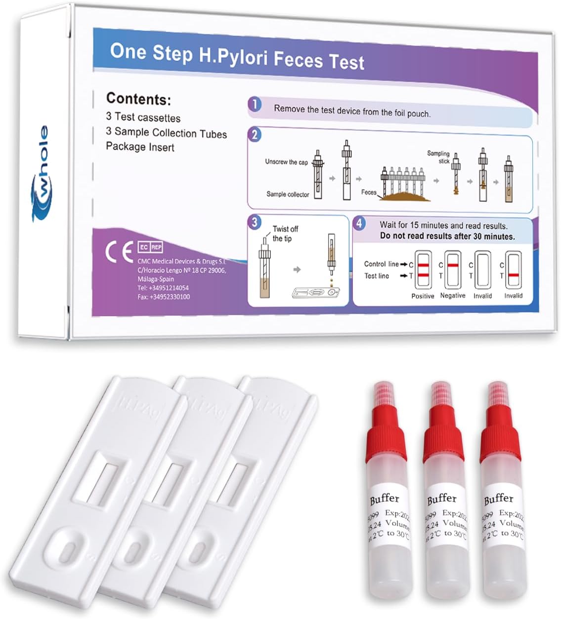 H. Pylori Rapid Test Kit Home Detection Test Helicobacter Pylori Stool Test Kit H.P (Antigen) Home Testing(3pcs)