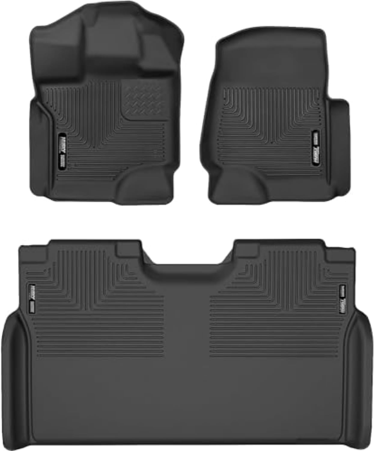 Husky Liners Weatherbeater Floor Mats | Fits 2015-2025 Ford F-150 (Includes 2022-2025 Lightning) SuperCrew w/Carpet & w/Out Fold Flat Storage | Front & 2nd Row, 3-pc Black - 94041