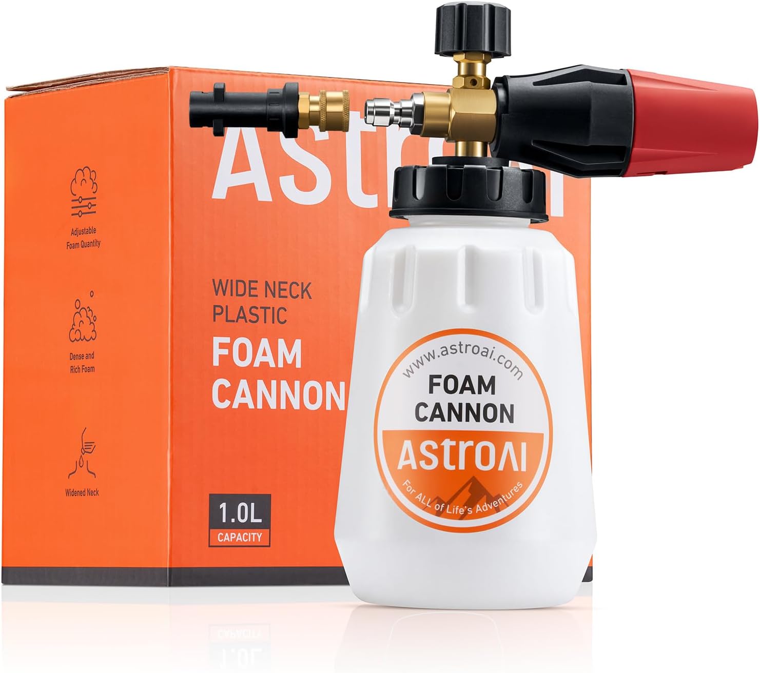 AstroAI Snow Foam Gun, 1L Bottle Adjustable Snow Foam Lance Car Cleaning Kit with 1/4" Quick Connector Sprayer Nozzle for Karcher K Series K2 K3 K4 K5 K6 K7 Pressure Washers