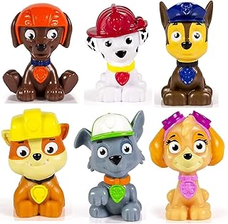 Kids Paw Patrol Mini Figures Set of 6 - Rocky, Zuma, Skye, Rubble, Marshall & Chase
