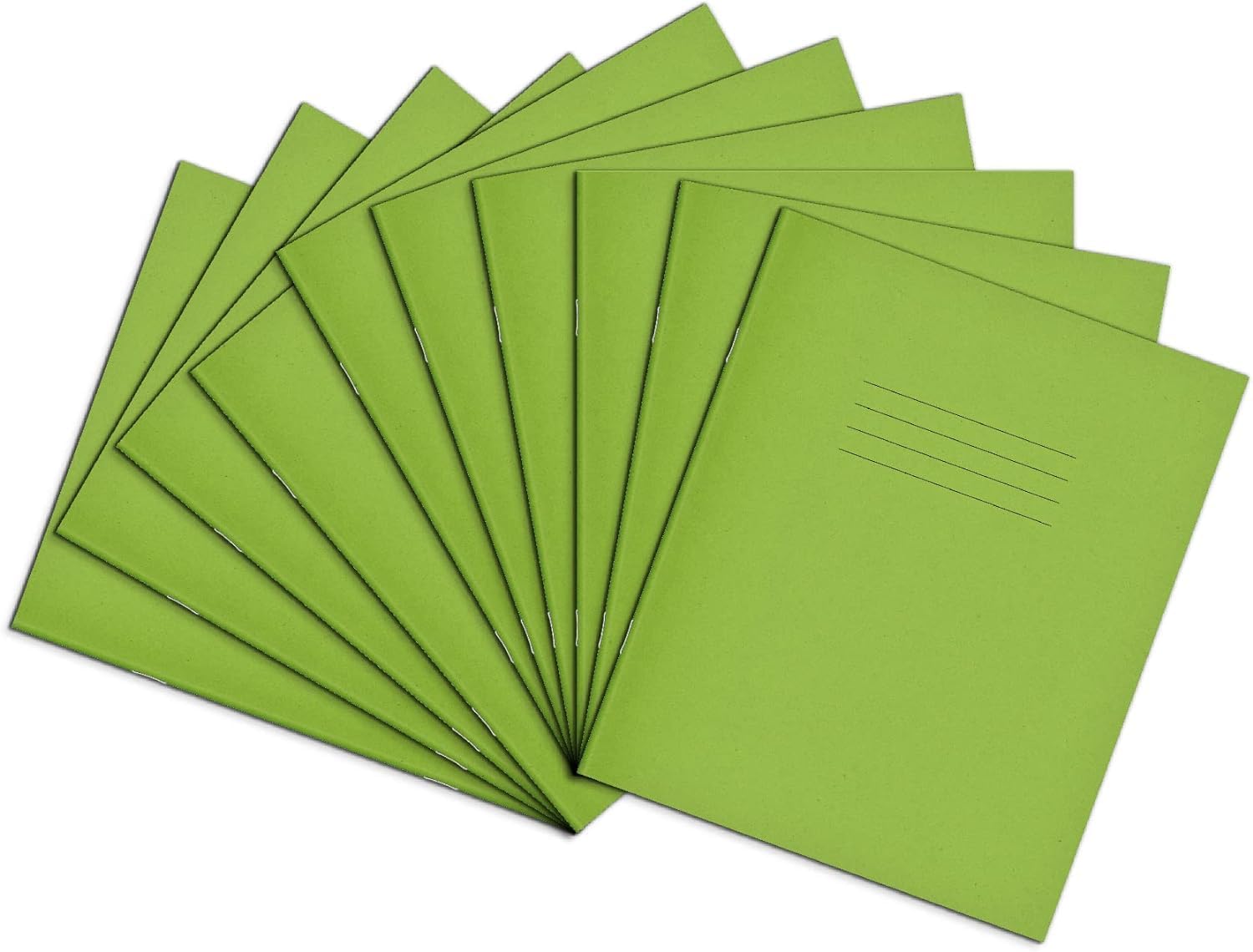 Rhino 8 x 6.5 Exercise Books, 48 Page / 8mm Lined with Margin Paper Notebook, 10 Pack, Writing Book, Office & School Stationery Supplies, Light Green