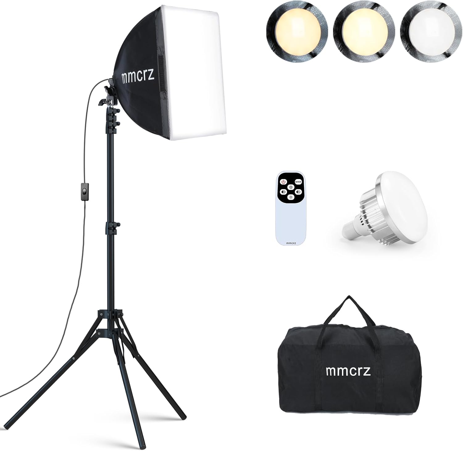 Professional Softbox Lighting Kit, 16'' x 16'' Studio Lights with 85W 2700-6500K E27 LED Bulbs, Continuous Lighting for Photography/Video Recording/Live Streaming