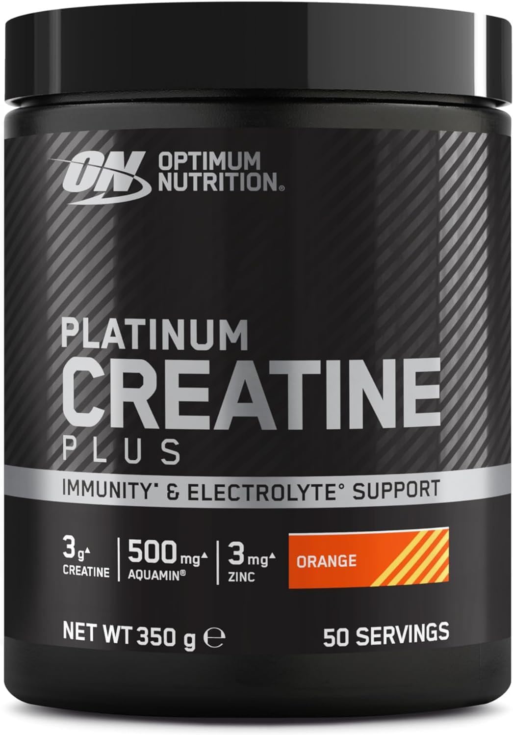 Optimum Nutrition Platinum Creatine Plus, Advanced Food Supplement to Increase Power and Performance, with Aquamin Magnesium for Electrolyte Balance, Orange Flavour, 50 Servings, 350 g