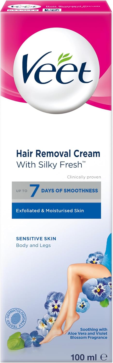 Veet Pure Inspirations Hair Removal Cream for Sensitive Skin, for Legs and Body, 100ml