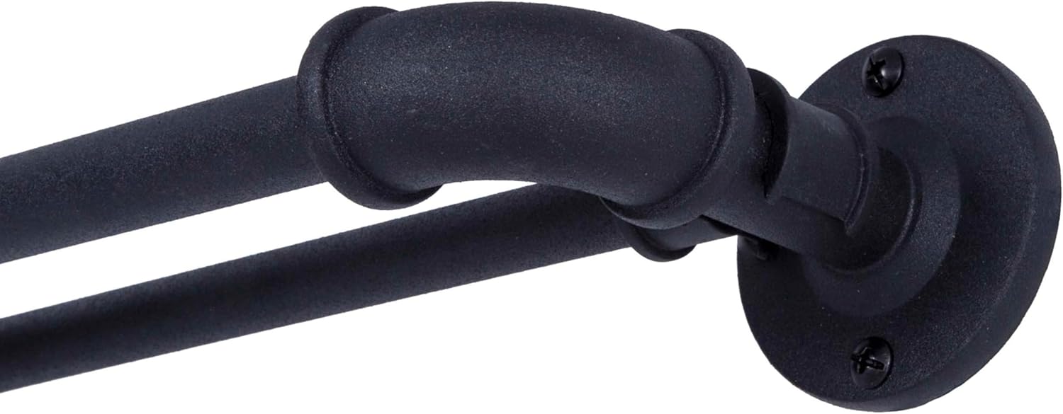 Sun Zero SN47080 Bronn Industrial Pipe Blackout Wrap Around Double Curtain Rod, 66-120" Adjustable Length, Matte Black Finish, 3/4" and 5/8" Diameter Textured Steel Tubes