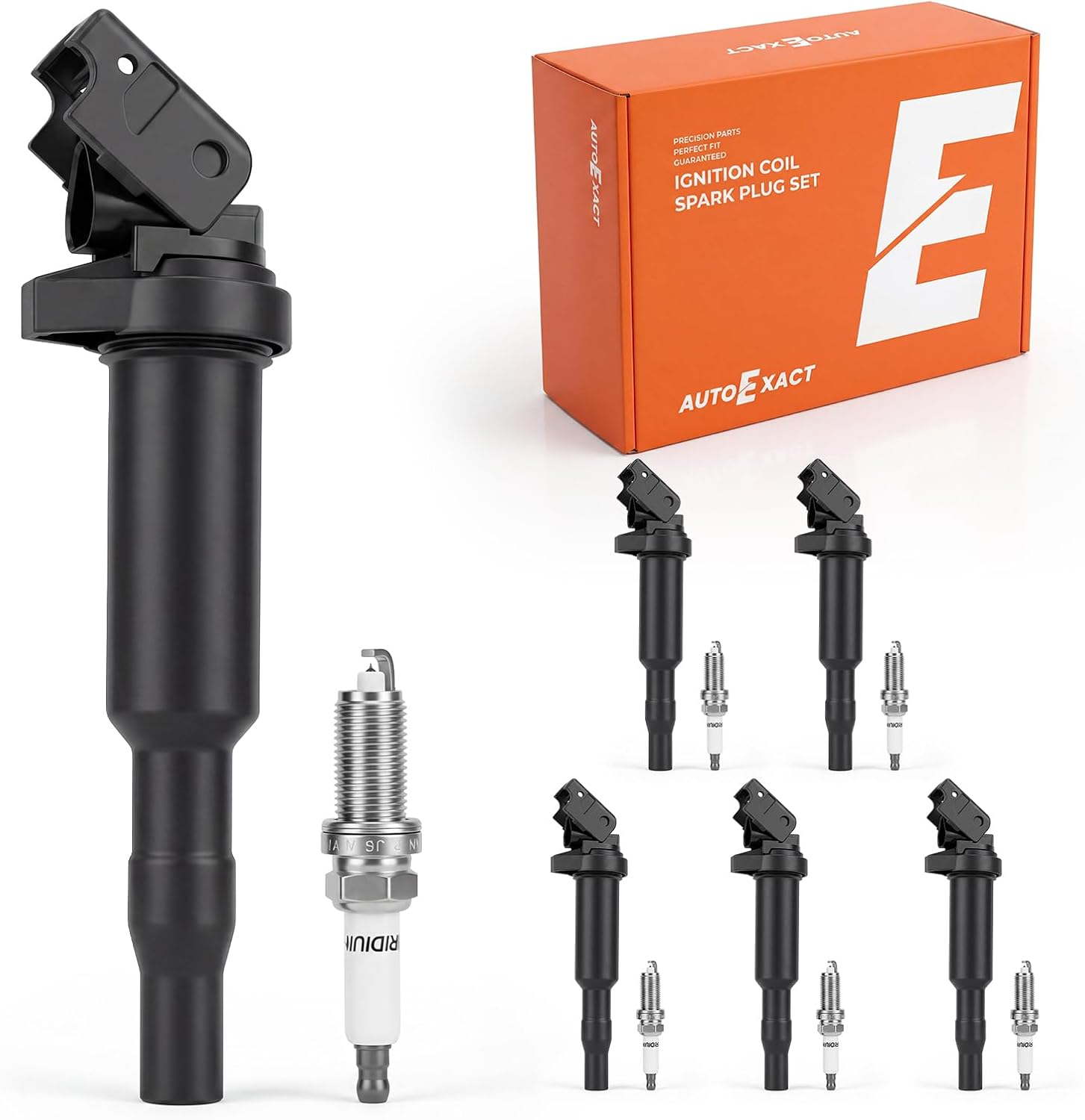 Autoexact Ignition Coils and Spark Plugs Set Fit for BMW 2007-2013 328i 528i 325i 128i 328xi 330i 530i 525i 530xi 325xi 528xi 330xi X3 X5 Z4 3.0L L6, Replace for UF592 95712, 6 Coil Packs + 6 Plugs