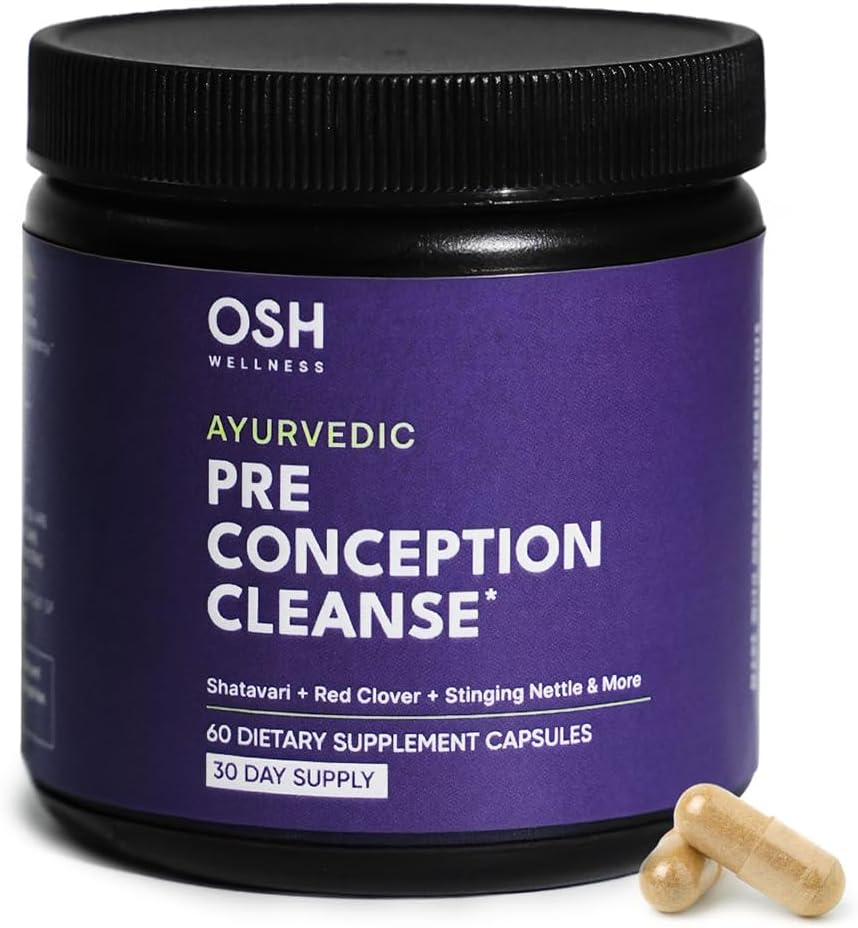 Ayurvedic Preconception Cleanse | Ovarian Support | Uterus Cleanse | Made in USA | Birth Control Cleanse | PCOS Supplements | with Stinging Nettle, Red Clover, & more | 30 Day Supply - OSH Wellness