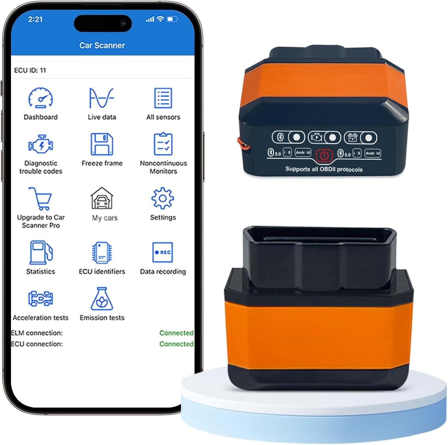 OBD2 Code Reader Obd Scanner Wireless Bluetooth 5.0 Car Diagnostic Scanner Tool Car Code Reader Diagnostic Machine Tester Car Diagnostic Scanner Diagnostic Scan Tool with All OBDII Vehicles