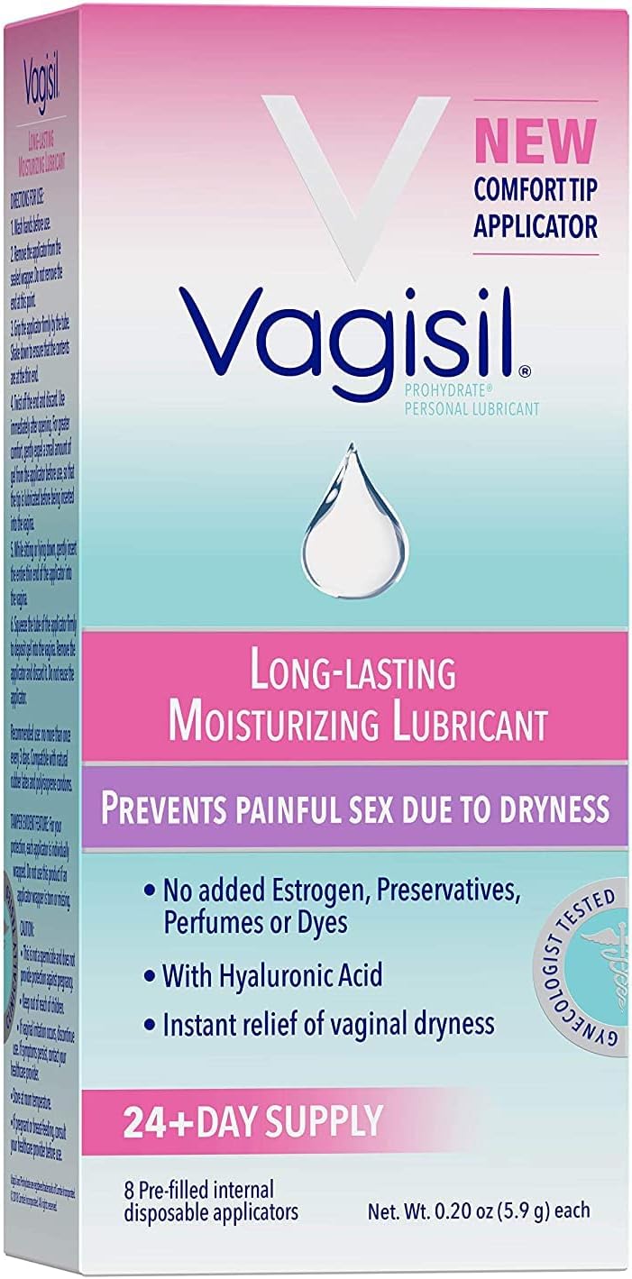 Vagisil Prohydrate Internal Vaginal Moisturizer, Gel & Lubricant for Women, Gynecologist Tested, 8 Count, Pack of 1 (8 Total Applicators)