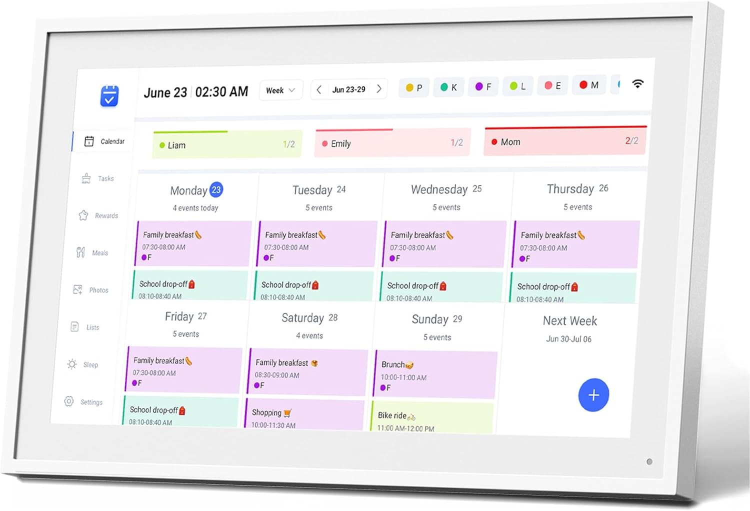 Mezed 15.6" Smart Digital Calendar, Meal Schedule, Duty Chart, HD Smart Touch Screen Home Interactive Electron Calender - Built-in Digital Photo Frame Function, Wall-Mountable (white, 15.6)