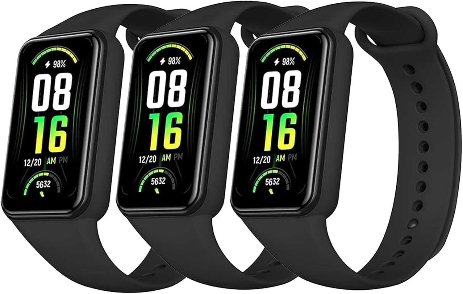 3 Pack Soft TPU Bands Compatible With Amazfit Band 7, Adjustable Replacement Sport Loop Straps for Women Men