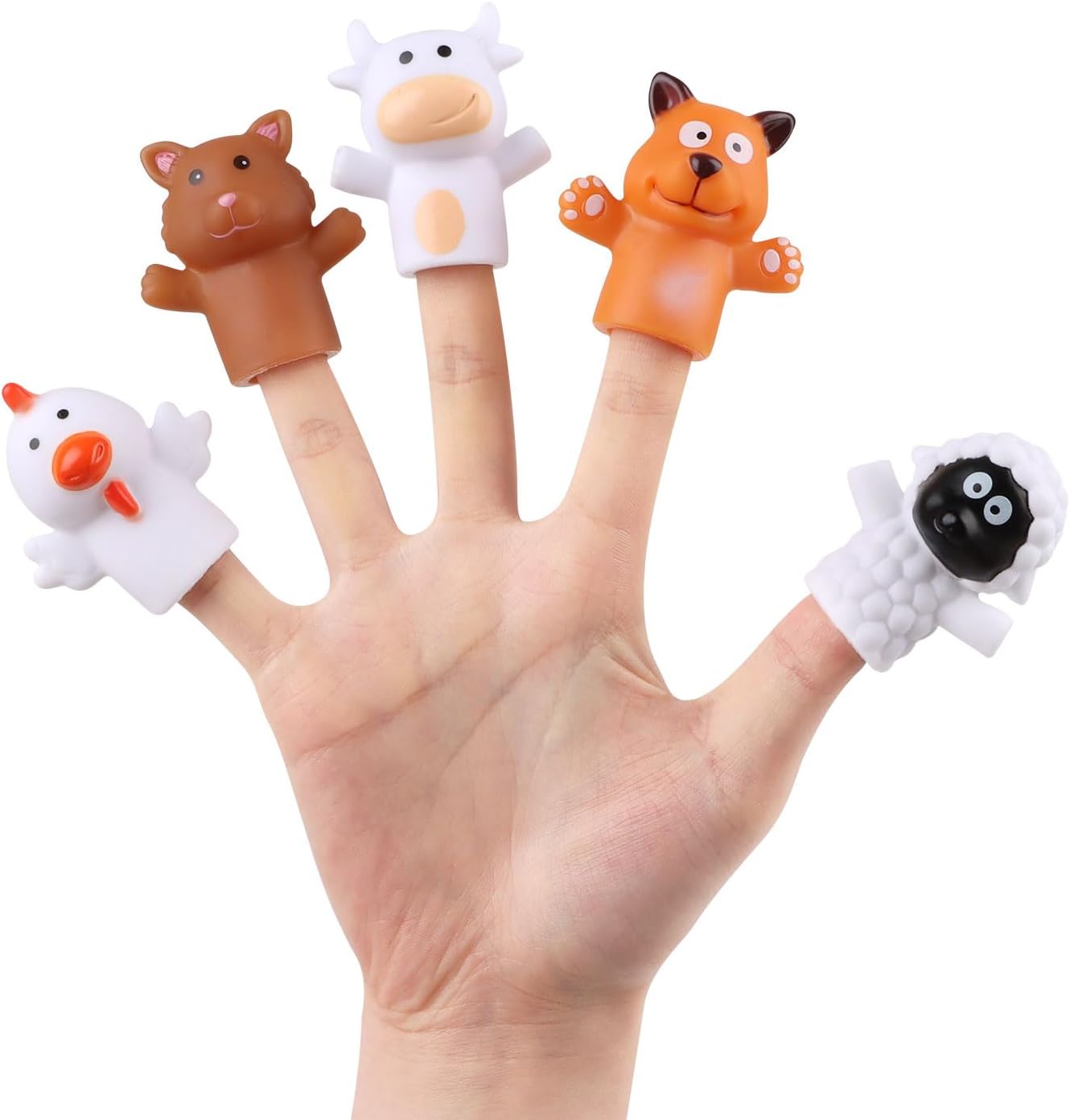 CCINEE 5pcs Finger Puppets Set for Kids, Mini Rubber Animals Puppets Figures Toys Assortment for Toddlers Girls Boys Baby Shower Schools Party Favors