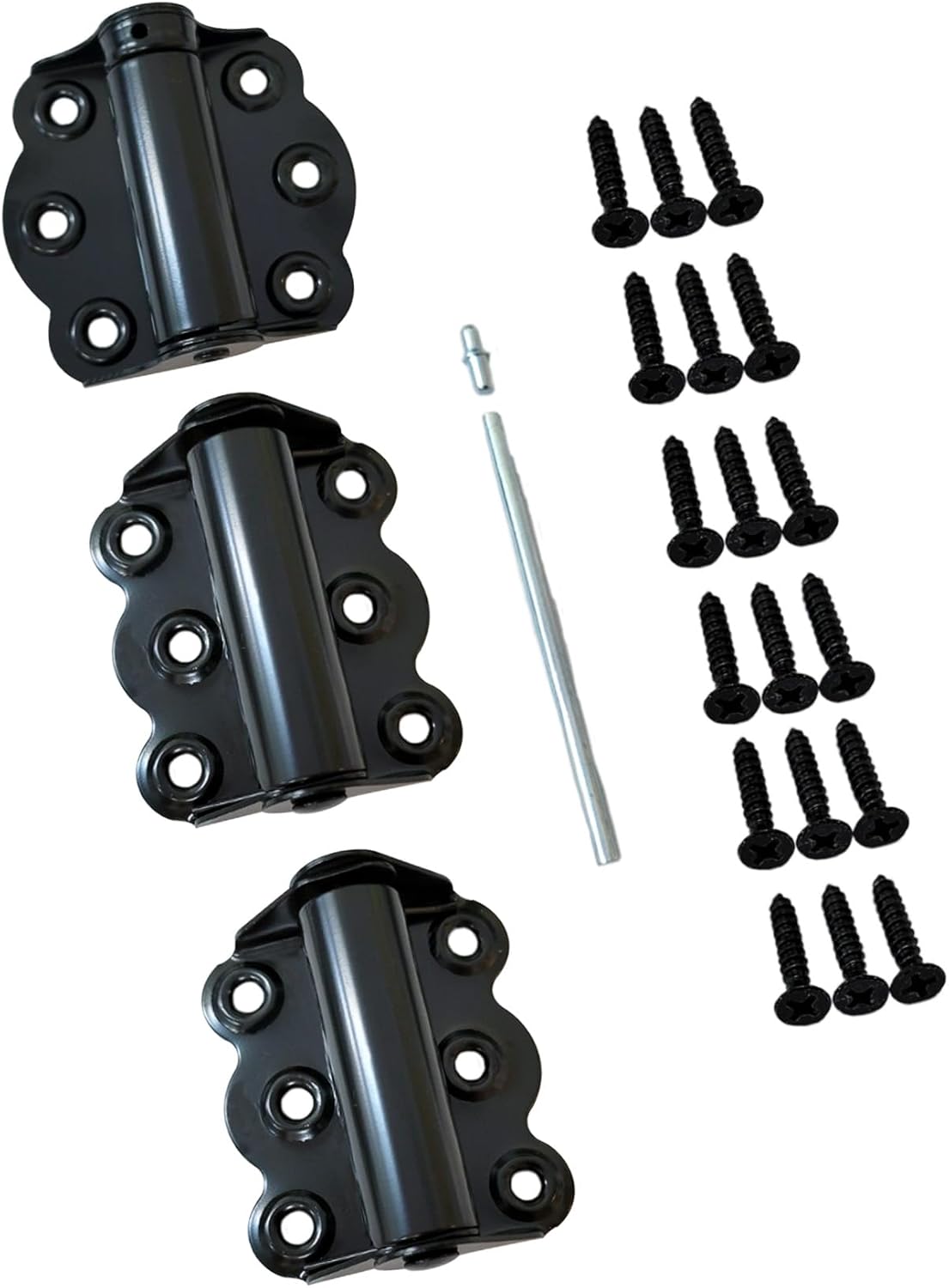 QCAA Door Spring Hinges, 2-3/4", Each Set Including 2 PCS Self Closing and 1 PC Adjustable Self Closing Door Hinge, Black, 1 Set, Made in Taiwan