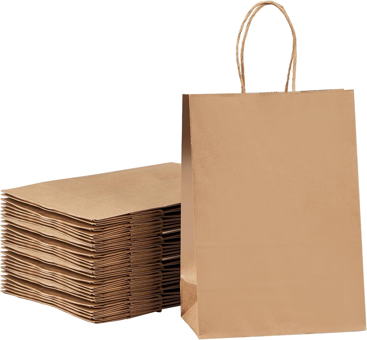YEEHAW Brown Paper Bags with Handles Bulk 8"x4.5"x10.8" 100Pcs Gift Bags Medium Size, Brown Gift Bags with Handles, Gift Bags Bulk, Retail Bags, Party Bags, Shopping Bags, Merchandise Bags