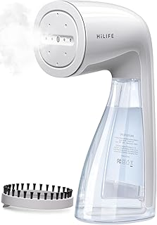 HiLIFE Steamer for Clothes, 1100W Clothes Steamer, Fast Wrinkle Removal with Large 300ml Tank, Ideal for All Fabrics, Easy to Use, Compact and Portable Travel Garment Steamer (white)