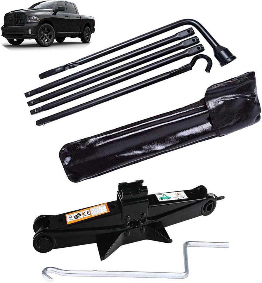 Spare Tire Tool Kit OEM for Dodge Ram 1500 2002 to 2015 Replace for RTW7K442 and 2 Ton Scissor Jack Wheel Tools Set 3-Year Guarantee
